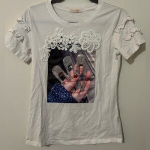 White Floral Short Sleeve Tee